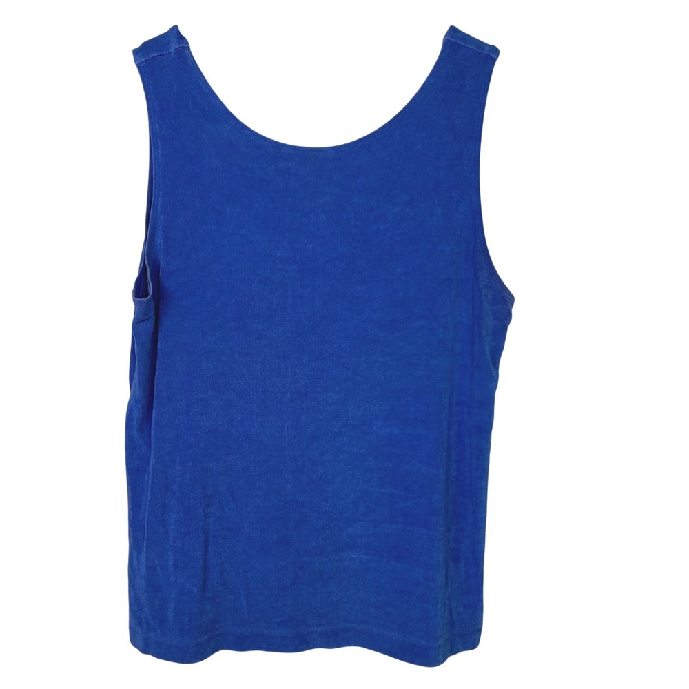 Chico's Travelers Womens Blue Scoop Neck Tank Top Size 2 Large Acetate Spandex